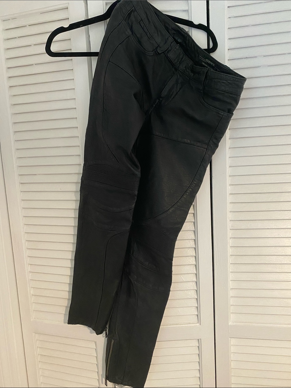 All Saints Black Leather Pants 24 Waist